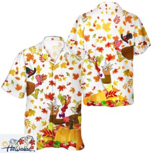 Fall Turkey Pumpkin Leaves Lover Unisex Hawaiian Shirt Day Trendy Aloha 1 1