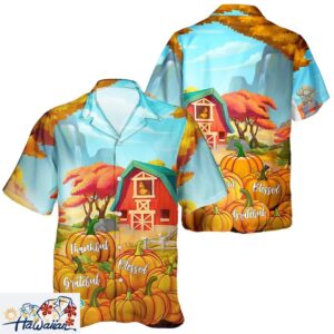 Fall Turkey Pumpkin Leaves Unisex Aloha Shirt for Thanksgiving Day Trendy Aloha 1 1