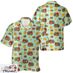 Fall Turkey Thanksgiving Day Pumpkin Unisex Hawaiian Shirt Trendy Aloha 1 1