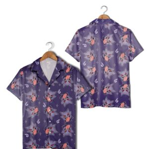 Gengar Pattern Ghost Poison Pokemon Hawaiian Shirt Spooky Ghost Trendy Aloha 1