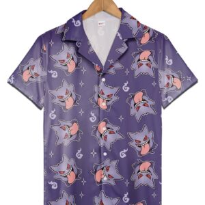 Gengar Pattern Ghost Poison Pokemon Hawaiian Shirt Spooky Ghost Trendy Aloha 2