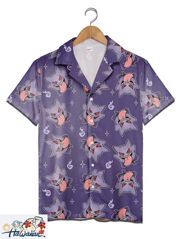 Gengar Pattern Ghost Poison Pokemon Hawaiian Shirt Spooky Ghost Trendy Aloha 2