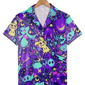 Ghost Pokemon Hawaiian Shirt Mimi Ghost Summer Aloha Set Paisley Pattern Trendy Aloha 1