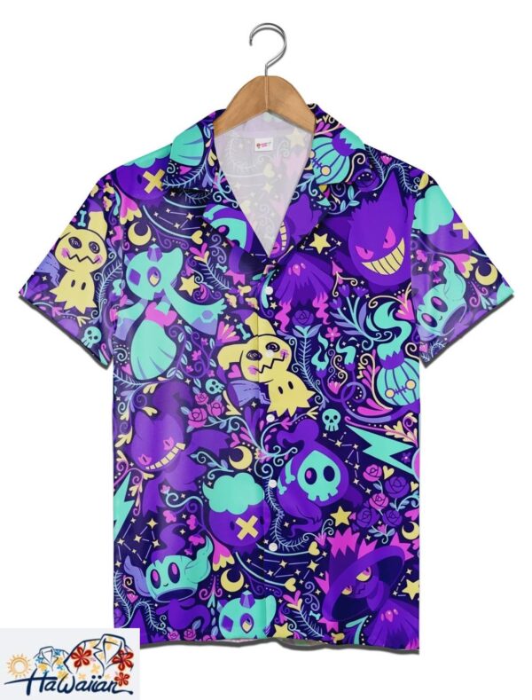 Ghost Pokemon Hawaiian Shirt Mimi Ghost Summer Aloha Set Paisley Pattern Trendy Aloha 1