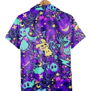 Ghost Pokemon Hawaiian Shirt Mimi Ghost Summer Aloha Set Paisley Pattern Trendy Aloha 2