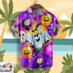 Ghost Pumpkin Boo Casual Halloween Short Sleeve Hawaii Shirt Trendy Aloha 1 1
