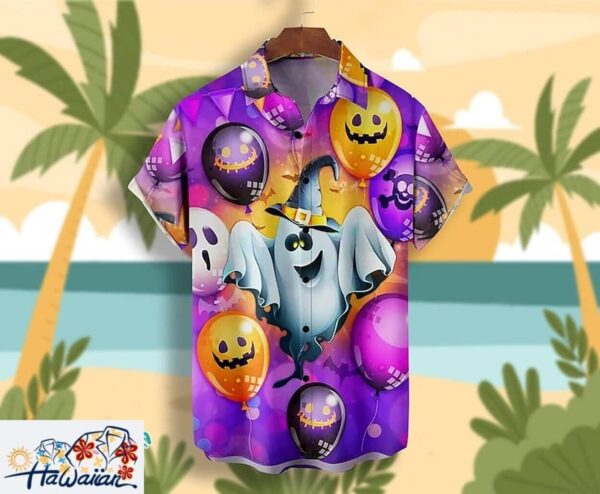 Ghost Pumpkin Boo Casual Halloween Short Sleeve Hawaii Shirt Trendy Aloha 1 1