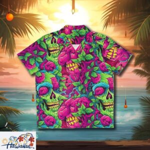 Reanimated Brains Mens Hawaiian Horror Movie Scene Monsters Aloha Shirt Trendy Aloha 1