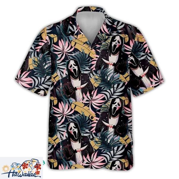 Scream Movie Ghost Face Halloween Themed Tropical Hawaiian Shirt Trendy Aloha 1