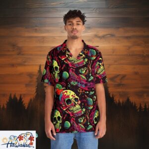 Space Horror Zombies Mens Interstellar Adventure Hawaiian Shirt Trendy Aloha 1