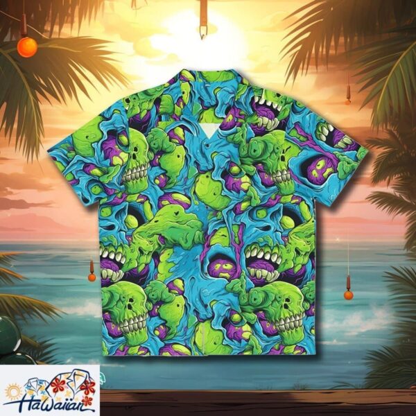 Tropical Hawaiian Zombie Horror Brainstorm Monster Aloha Shirt Trendy Aloha 1
