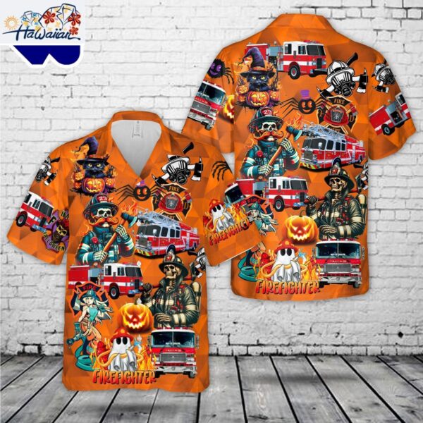 Fire Trucks Halloween Hawaiian Shirt Musicdope90s 1